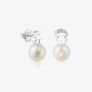 Aros Osito de Plata 925 con Perla Cultivada