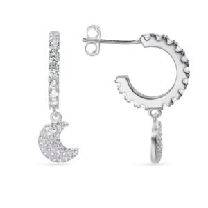Aros de plata con colgante de luna