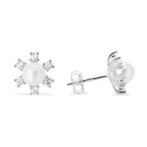 Aros de plata con perlas y circonitas