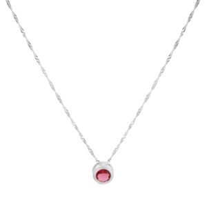 Collar Plata con Piedra Roja